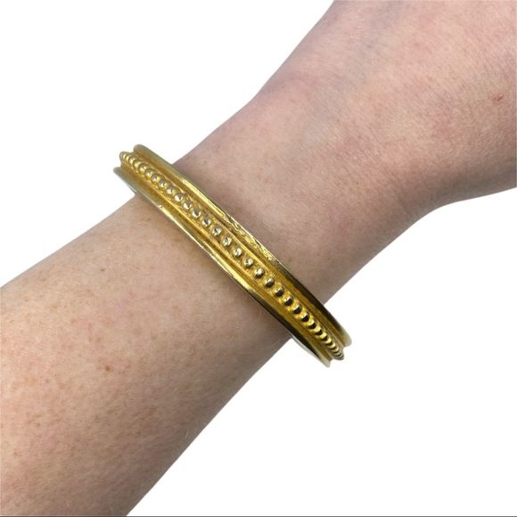 Vintage Givenchy Gold Matte Etruscan-Revival Bangle Bracelet - Picture 6 of 6